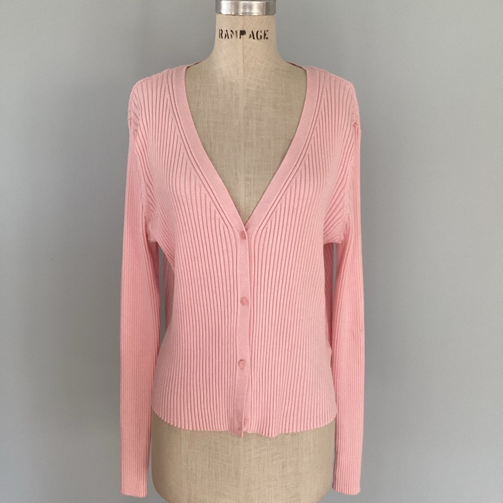 H&M Pastel Pink Textured Knit Cardigan Sweater Size XXL